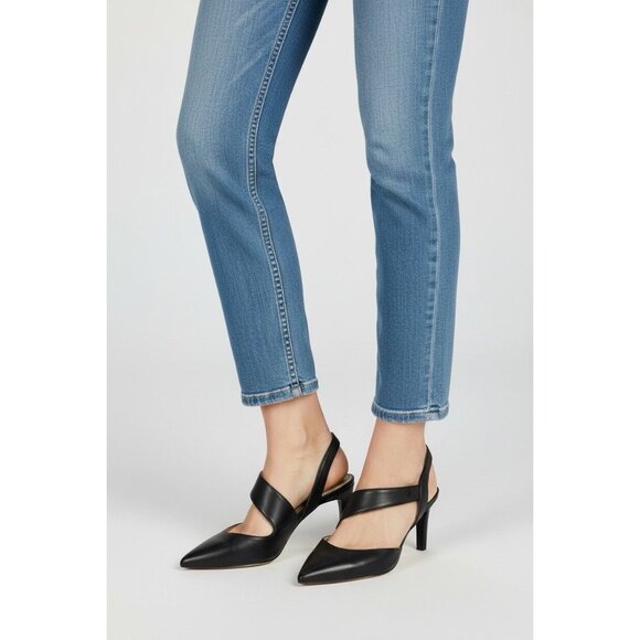 Calvin Klein Black Slingback Heels Size 8 Pointed Toe Leather Strap NWOB - Picture 3 of 3